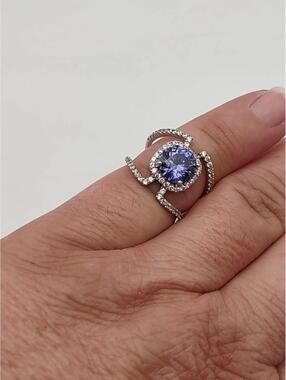 JTV Bella Luce Amethyst CZ Open Halo Sterling 925 Ring Sz 5